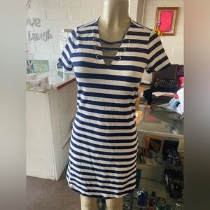 Michael Kors Navy and White Striped Garment
